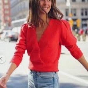 Something Navy Bold Red V-Neck Sweater